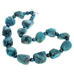 AJD Glorious Chunky Polished Natural REAL Turquoise Necklace
