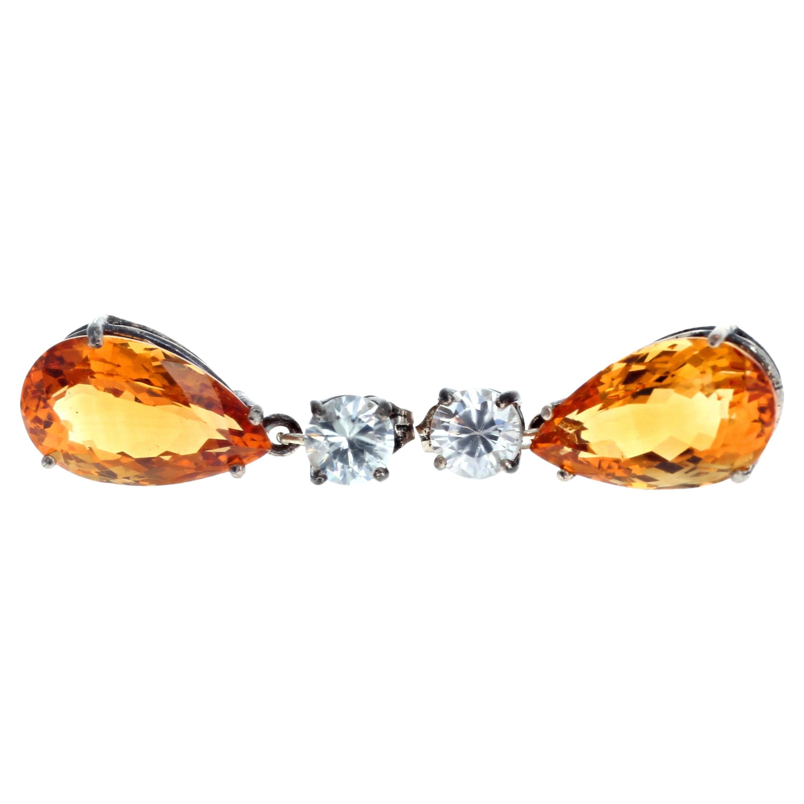 AJD Beautiful Glittering Citrine and Natural White Zircon Earrings