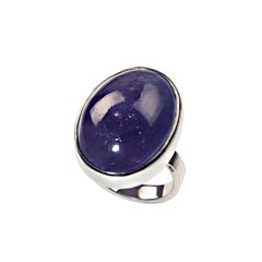 AJD Superbe bague en argent sterling avec cabochon ovale de tanzanite