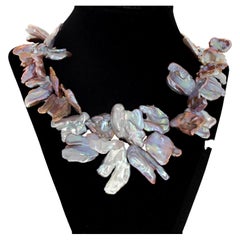 Used Ajd Magnificent Real Oyster Shell Flippy Floppy Pearls Necklace