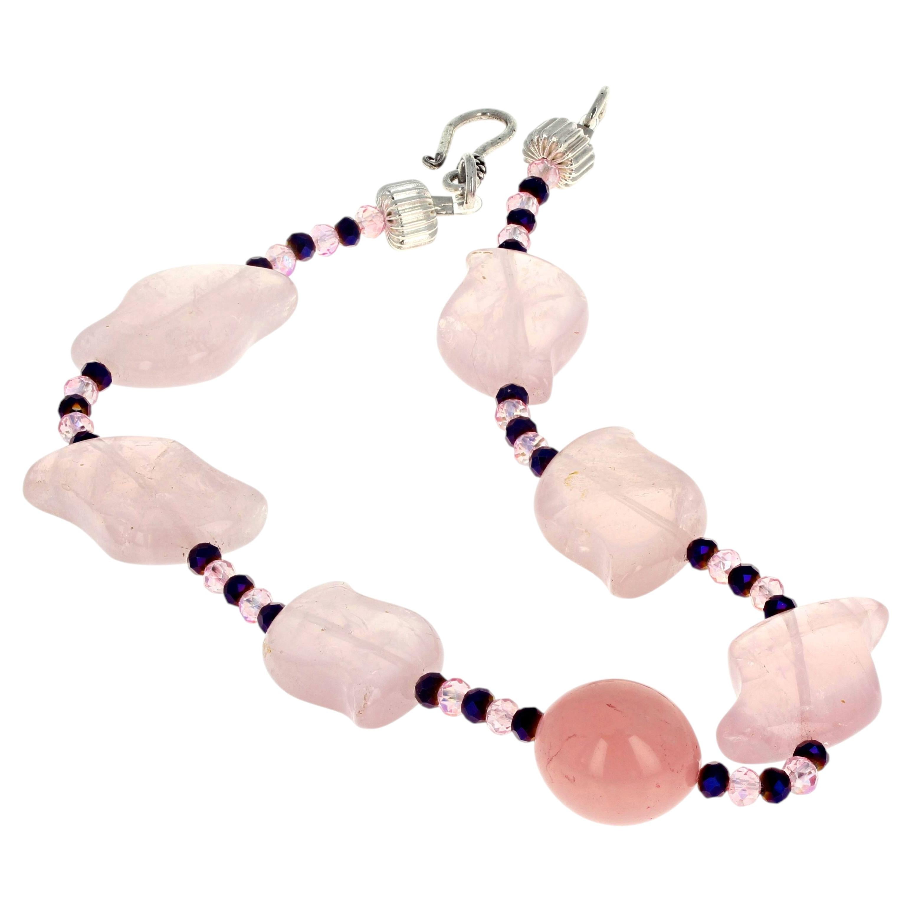 WOW! Teenager's Celebration Geschenk-Halskette aus natürlichem rosa Quarz und Amethyst im Angebot