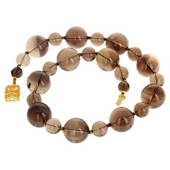 AJD Elegance, collana di quarzo fumé enorme e naturale, straordinariamente luminosa, da 18".