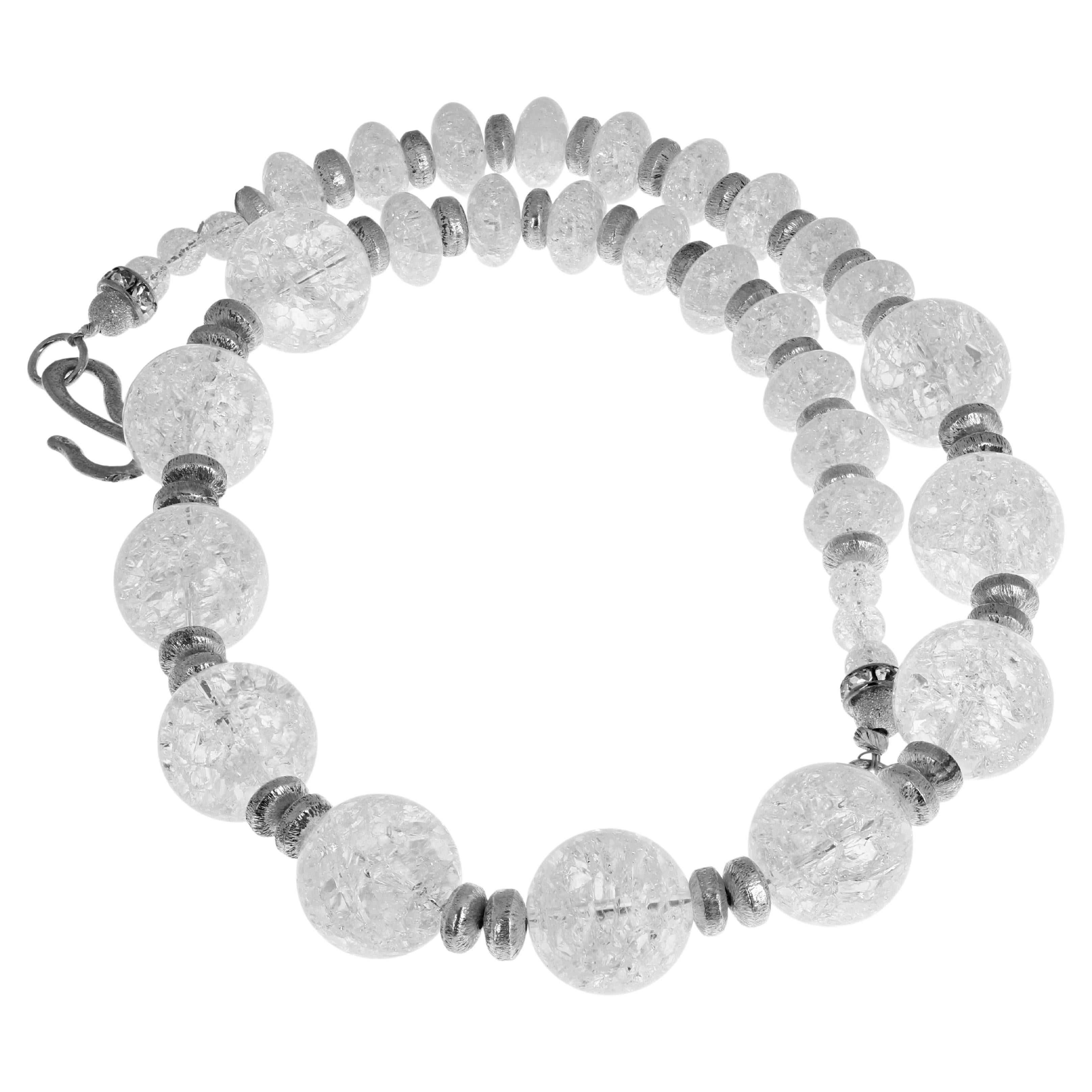 AJD Extraordinaire Collier de 21" en Quartz Blanc Extraordinaire Naturel et Poli