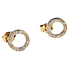 AJD Diamond and 14 Karat Flat Circle Earrings  April Birthstone