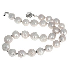 AJD REAL Splendida collana di perle bianche coltivate naturali da 19,5 pollici