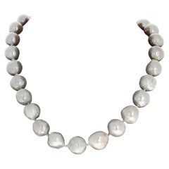 REAL Precioso Collar de Perlas Blancas Cultivadas Naturales 19 1/2