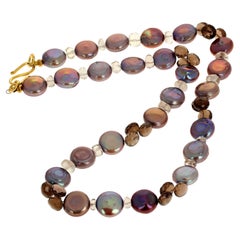Collana AJD con perle luminose e quarzo fumé multicolore da 19 1/2 pollici