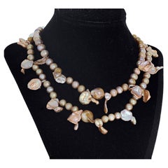 AJD Collar Artístico de Doble Filamento de Perlas Naturales Reales Elegantemente Brillantes 15