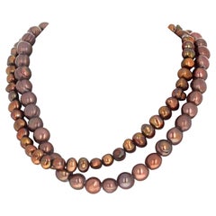 AJD Double Strand of Magnificently Glowing Natural Cultured Pearls 19" Necklace