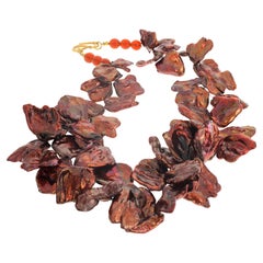 AJD Collana di perle Keshi VERE, color rame, scintillanti e luminose da 18 1/2".