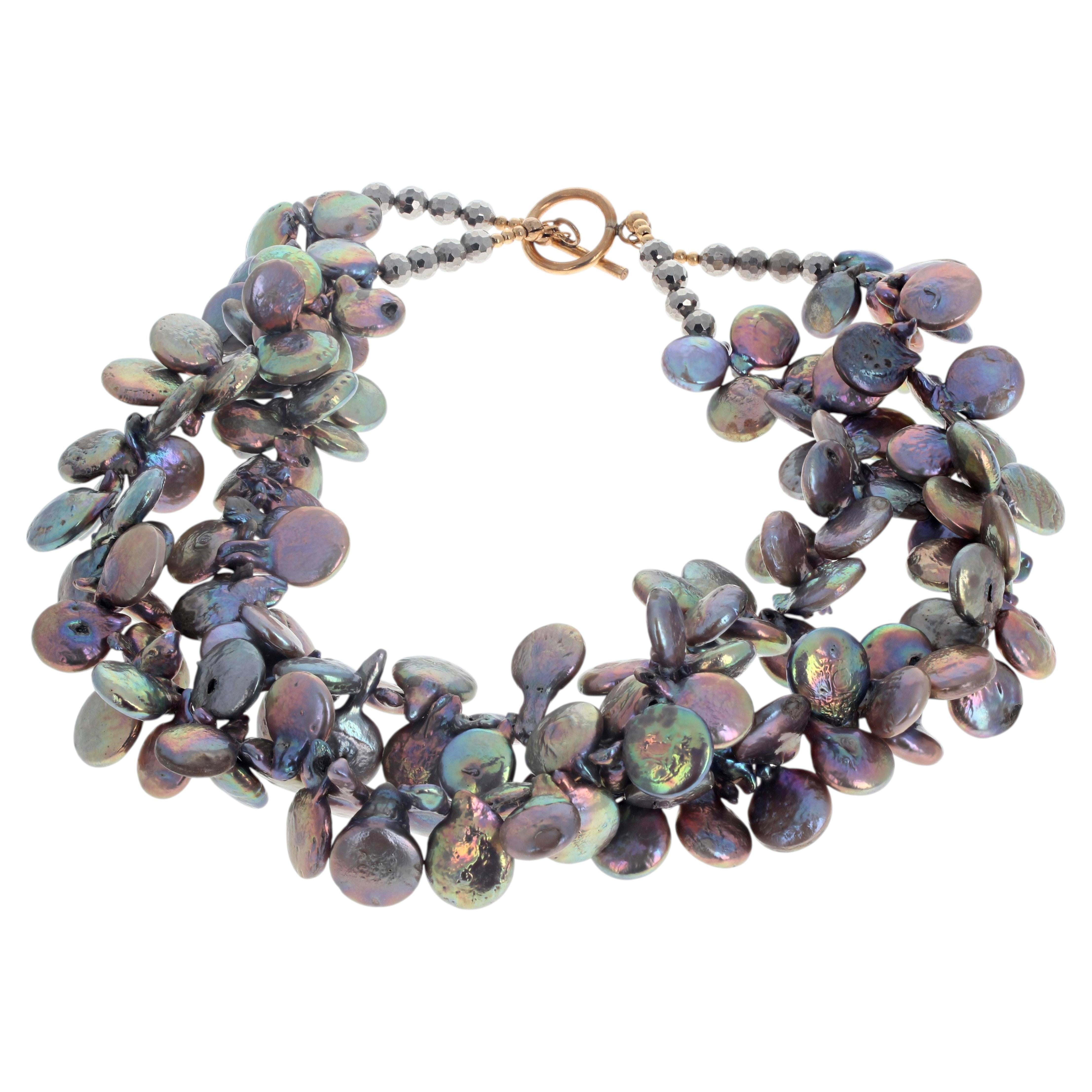Magnifique collier de perles de culture multicolores à double brin