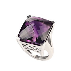 Aria Jewelry Design 56ct Amethyst Cocktail Ring in Sterling Silver