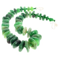 AJD magnifique collier rondelles d'agate naturelle irrégulière verte graduée