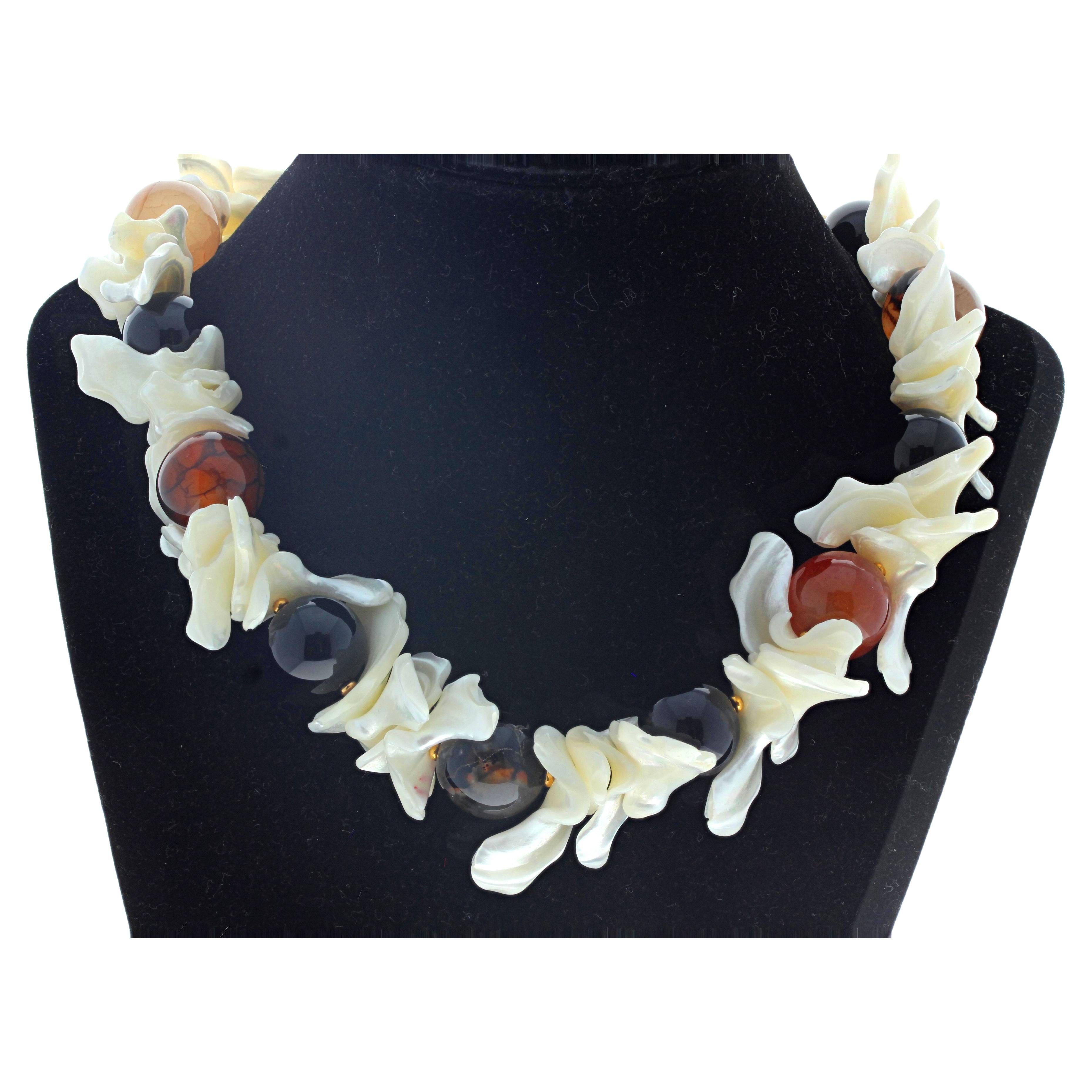 AJD Natural Elegance Jaspe toile d'araignée et perles 18" Collier Elegance