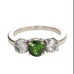 AJD Rare Green Demantoid Garnet Accented by White Sapphires Ring