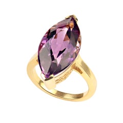 AJD Meraviglioso anello con ametista marquise da 13 carati in oro rodiato Pietra di nascita di febbraio!