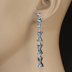 AJD Boucles d'oreilles pendantes en argent sterling et topaze bleue éblouissante