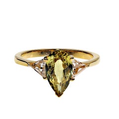 AJD Anillo Cautivador de Crisoberilo y Diamante en Oro Rodio sobre Plata de Ley