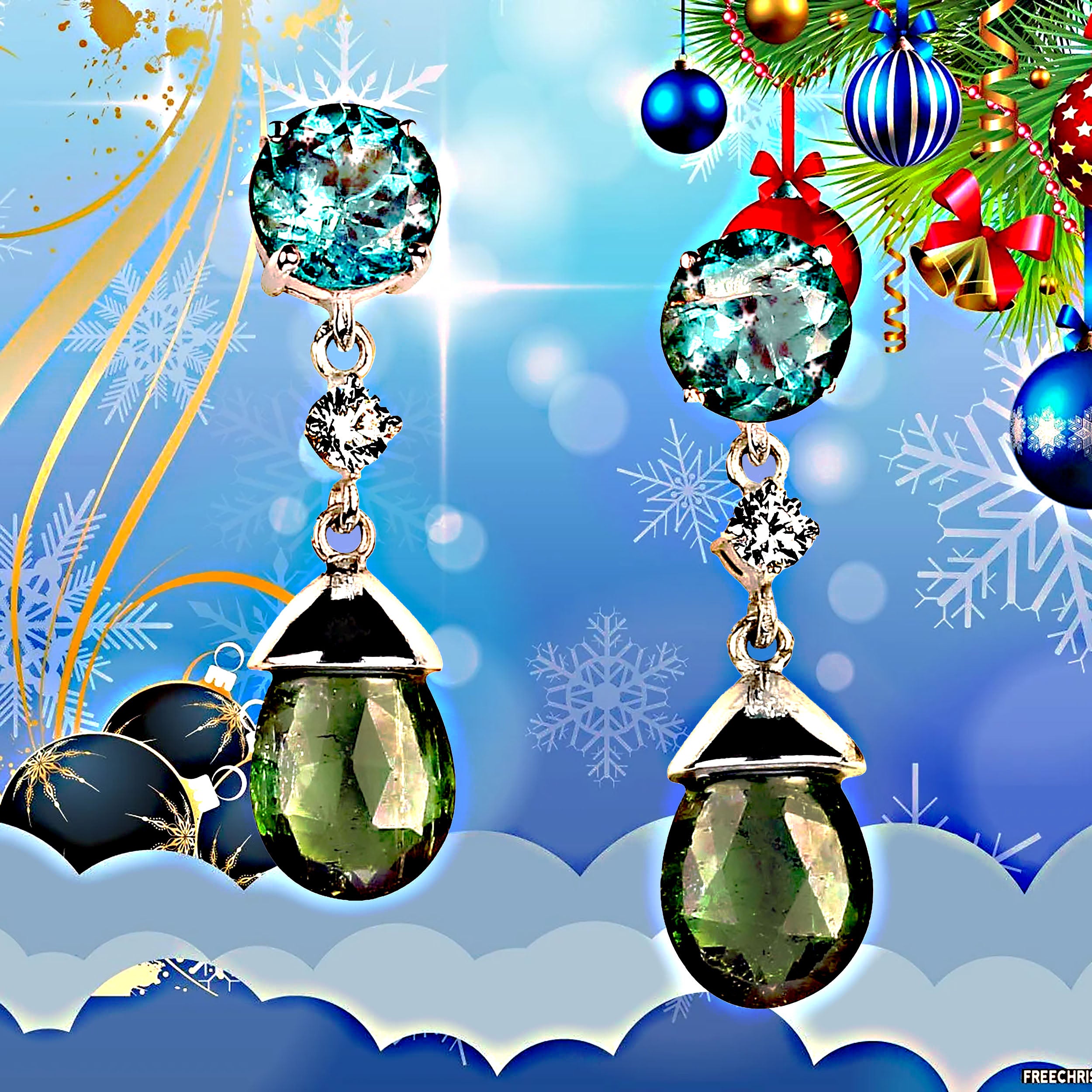Orecchini AJD Dangle Delight in apatite e tormalina verde in vendita 1