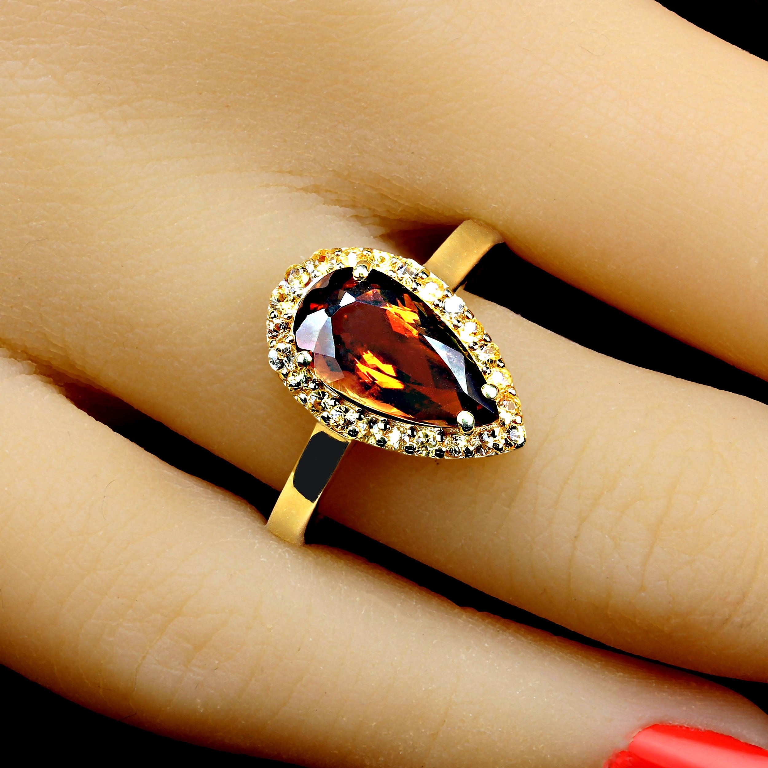 AJD Ring of Rare Andalusite and Sapphire in Custom setting of Gold over Sterling For Sale