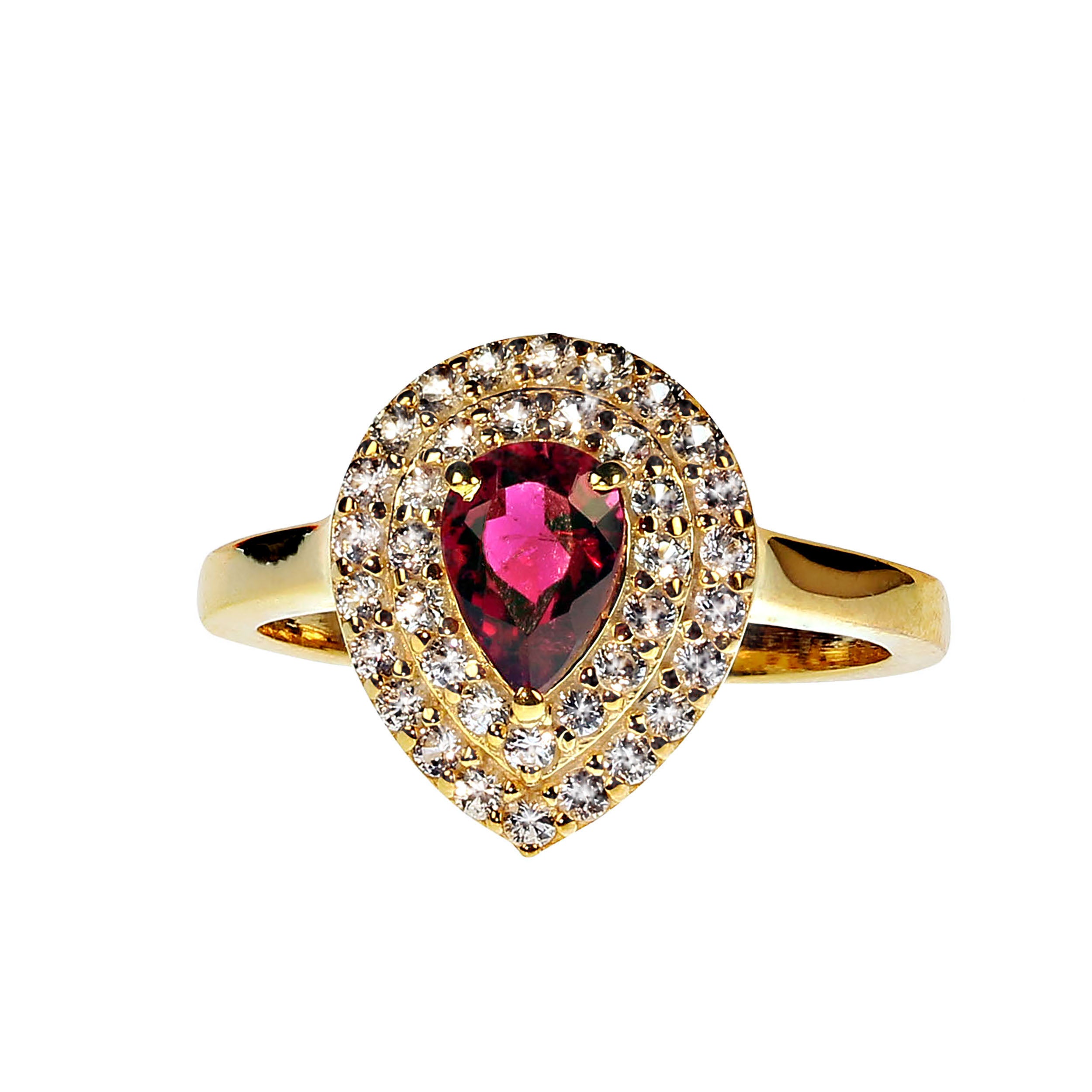 AJD Stunning Rubelite and White Sapphire Dinner Ring
