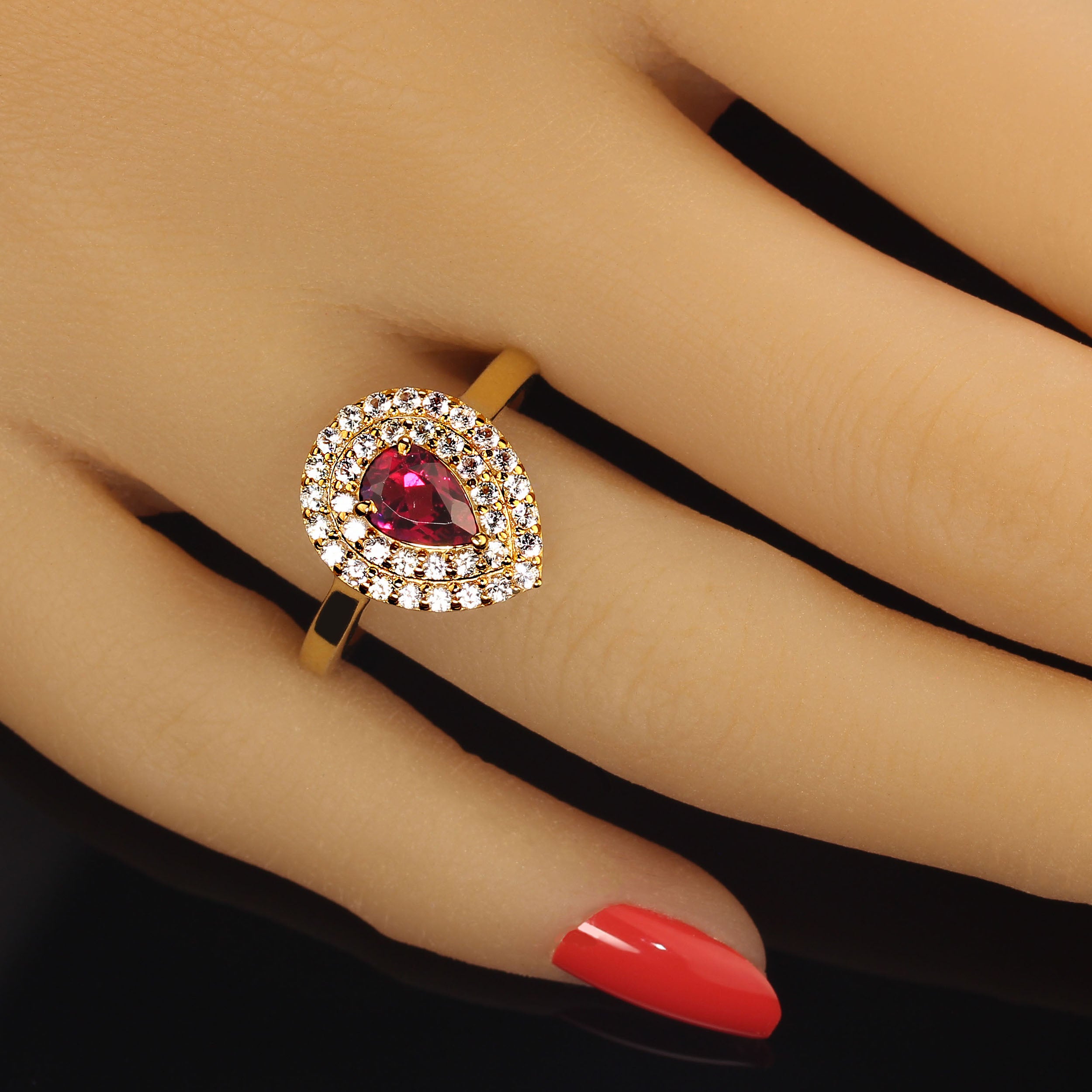 AJD Stunning Rubelite and White Sapphire Dinner Ring For Sale