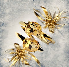 Anello bypass con berillo dorato AJD in rodio oro e argento sterling