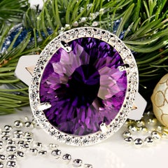 AJD, bague de cocktail élégante en améthyste et zircons scintillants, pierre de naissance de février !