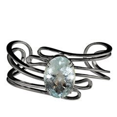 AJD Magnificent 25 Carat Oval Aquamarine in Sterling  Bracelet March Birthstone!