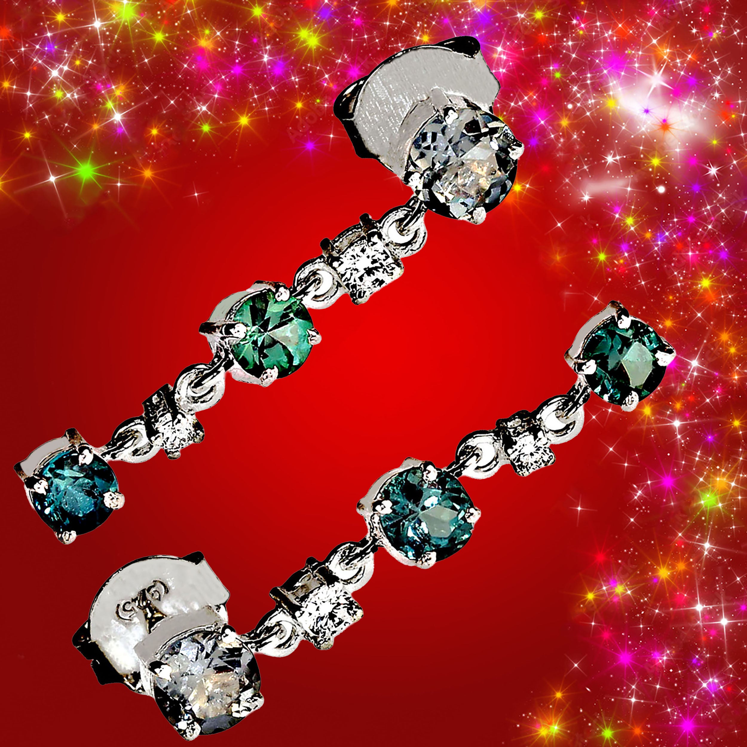 Orecchini a goccia in argento e tormalina blu AJD