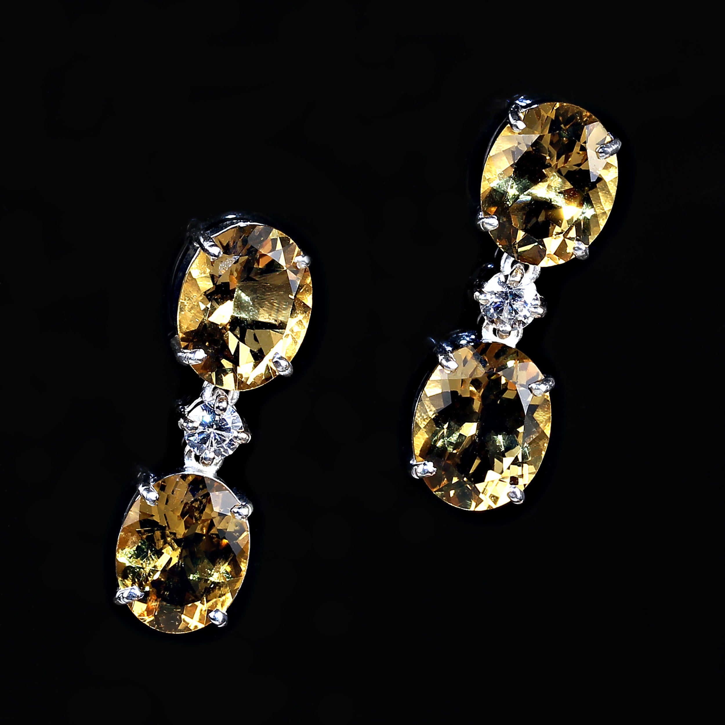 AJD Beautiful Beryl Drop Earrings in Sterling Silver with Gold Rhodium