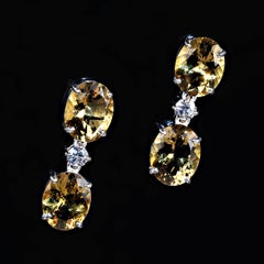 Magnifiques boucles d'oreilles en goutte AJD en argent sterling et rhodium avec béryl