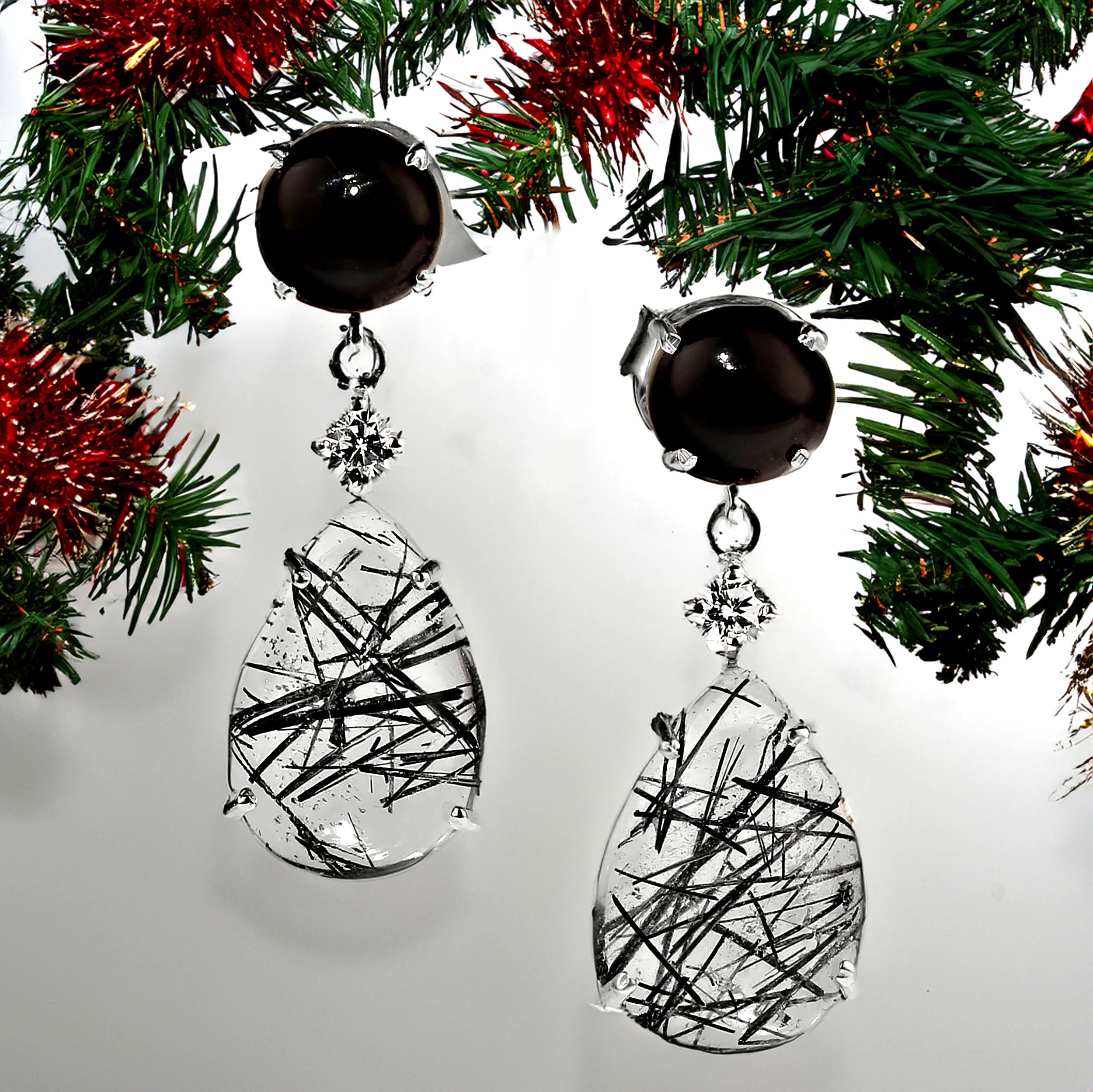 AJD Orecchini sofisticati in bianco e nero in vendita