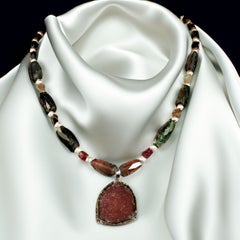 ajd jewelry AJD Multi Color Tourmaline Necklace and Watermelon slice Pendant