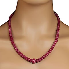 AJD 18 Inch Natural Opaque Graduated Ruby Necklace