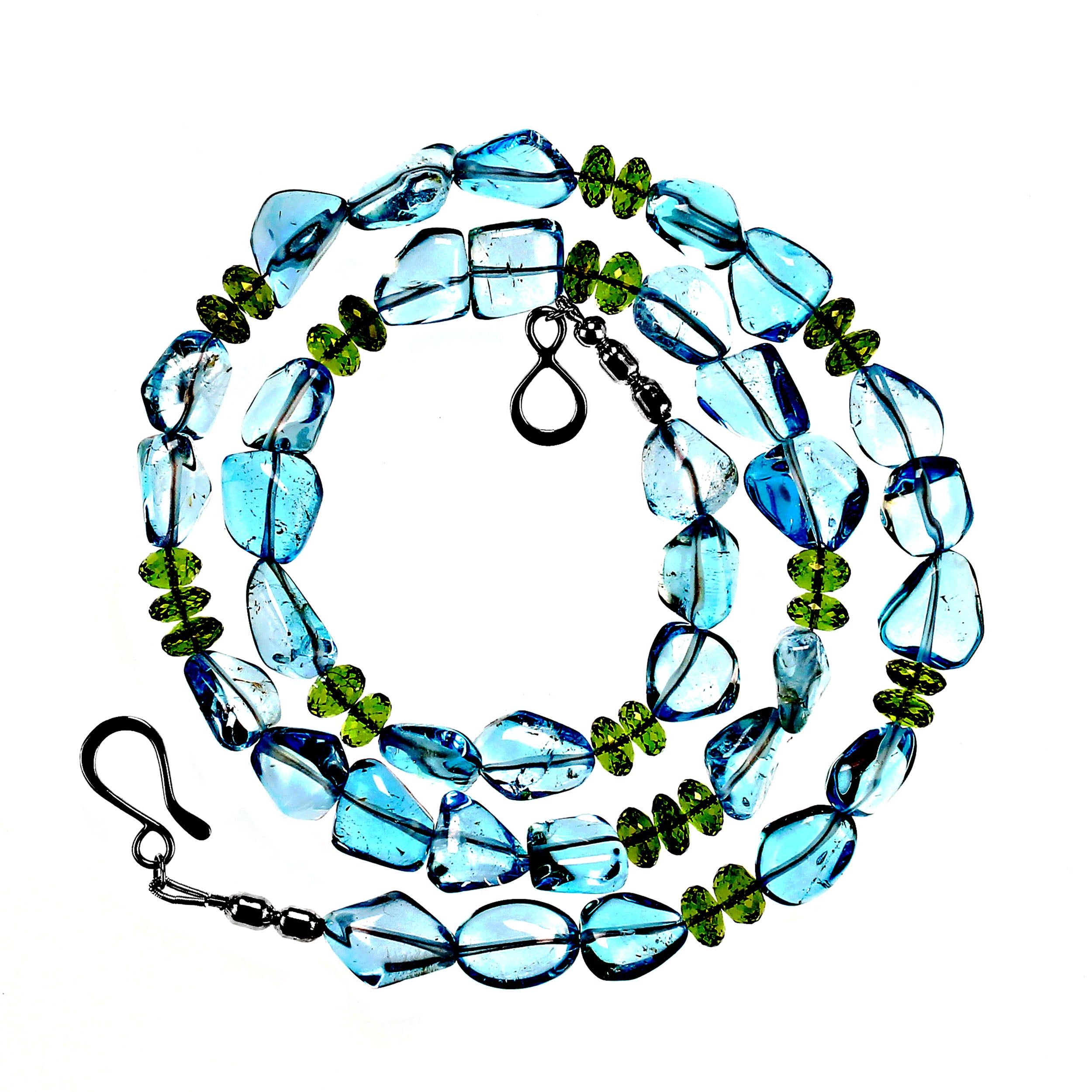 AJD Elegant & Unique Blue Topaz & Peridot 23 Inch necklace  Great Gift! For Sale