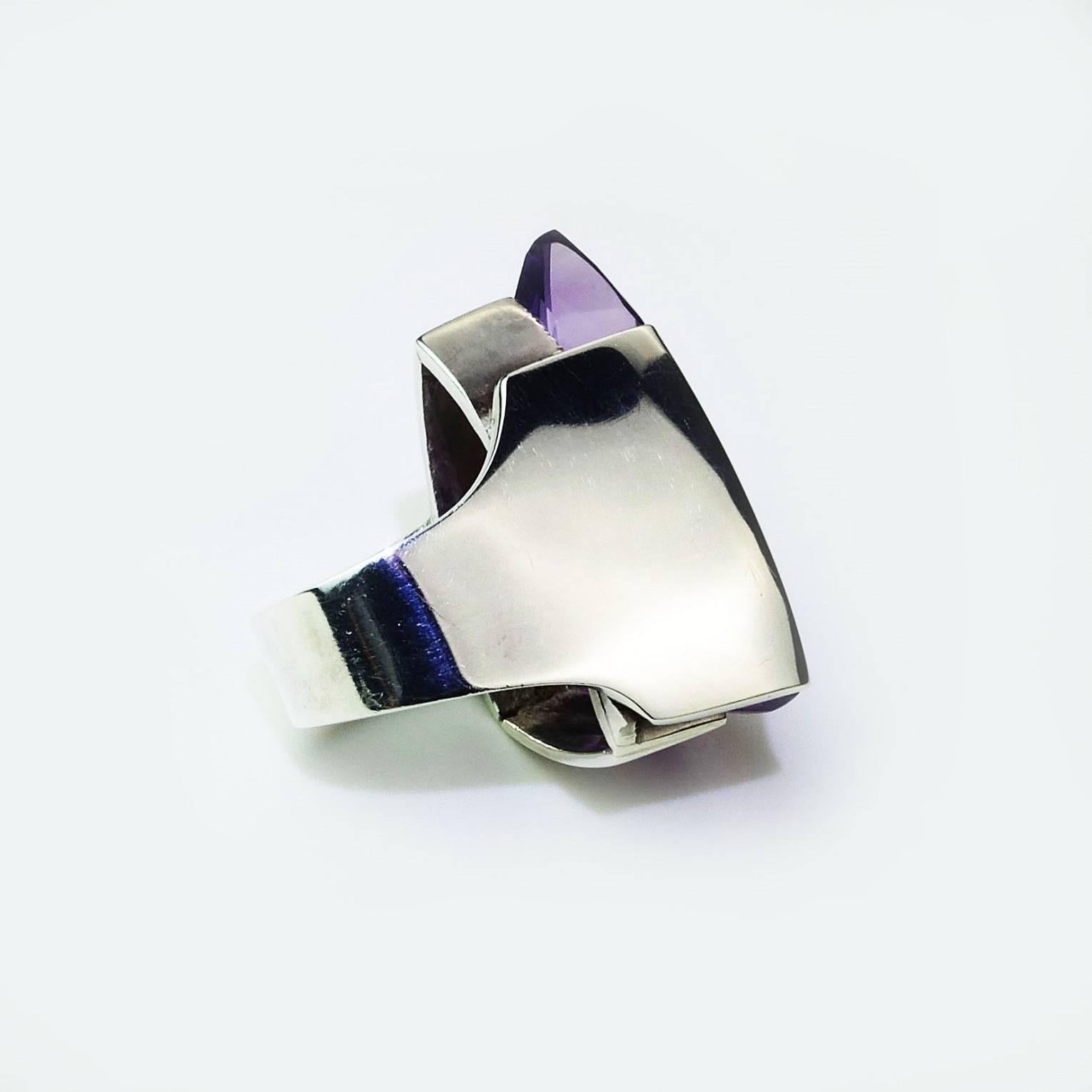 Magnificent Brazilian Amethyst in Custom Sterling Silver Ring 2