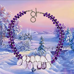 AJD Collana unica e squisita di ametista da 17 pollici  Ottimo regalo di febbraio!