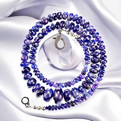 Terrific Tanzanite necklace graduated 23 inch purple/blue rondelles Great Gift!