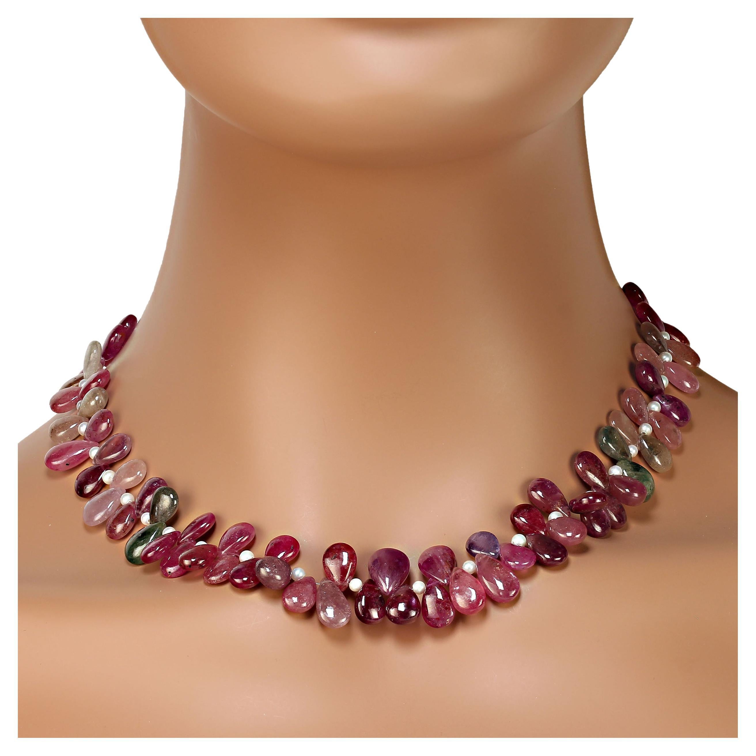 AJD 18 Zoll hochglanzpolierte mehrfarbige abgestufte Saphir-Halskette Great Gift!