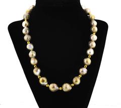 AJD Dramatic Goldy Gorgeous South Sea Natural Cultured Champagne Pearl Necklace