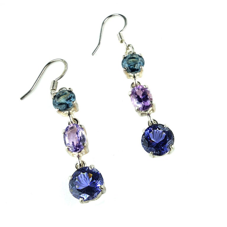 Dangling Sparkling Three Stone Spinel Earrings For At 1stdibs Dangling Sparkling Three Stone Spinel Earrings For