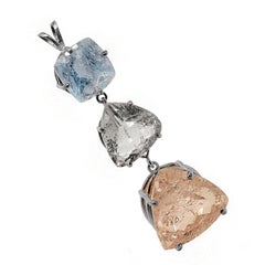 Ciondolo AJD con tre berilli in argento Sterling Pietra di nascita di marzo