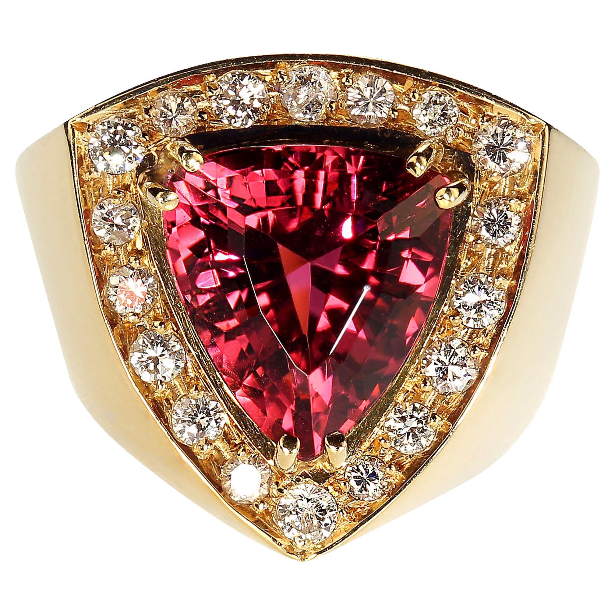 AJD Magnifico Rubelite e Diamante  18K  Anello Cocktail in oro