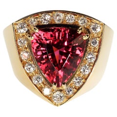AJD Prächtiger Rubelit und Diamant  18K  Gold-Cocktailring