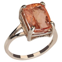AJD Peach Color Imperial Topaz Set in Sterling Silver Ring