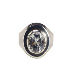 AJD Sterlingsilber-Ring mit ovalem Silber-Topas in Lünettenfassung