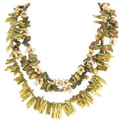 Collana AJD Elegly Real Pearl Chips & Small White Pearls a tre fili da 23".