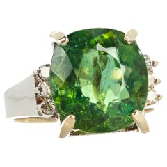 AJD Seltener glitzernder grüner 8 Karat RARE REAL Madagaskar Apatit & Diamantring mit Diamanten, selten