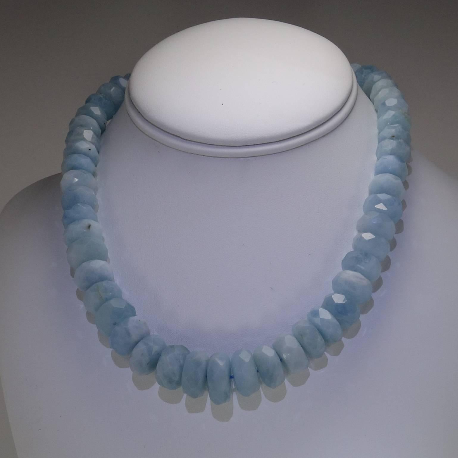 Frosty Aquamarine Graduated Choker Necklace   March Birthstone 4